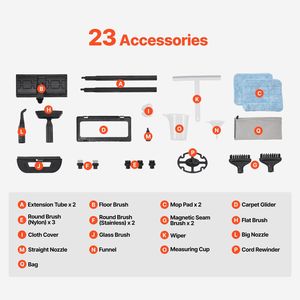 Potente Pulitore a Vapore Multifunzione con 23 Accessori e Cavo Extra Lungo, Serbatoio da 2,5 Litri, Pulizia 100% Efficace - Product Image 2