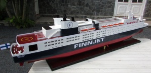Modelo de Barco de Madera GTS FINNJET CRUISE FERRY, Pintado al Estilo Europeo, Artesanía Náutica, Decoración Rectangular para el Hogar, Regalo, Vietnam - Product Image 1