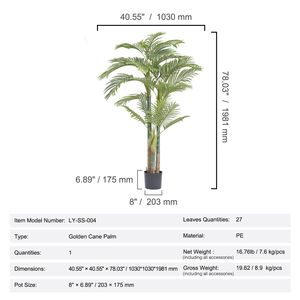 Palmera Artificial de Caña Dorada de 6.5 Pies de Altura, Material PE, Protección Antivuelco, Bajo Mantenimiento, Planta Artificial Realista - Product Image 6