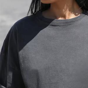 Camiseta Lisa personalizada servicio OEM para mujer logotipo personalizado 100 _ algodón blanco y negro camiseta en blanco suave de gran tamaño para hombres y mujeres - Product Image 5