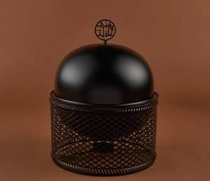 Recipiente para calentar comida tipo buffet, negro mate, con base de malla metálica, tapa abovedada con patrón en espiral, para Ramadán, catering y servicio de comida caliente. - Product Image 6