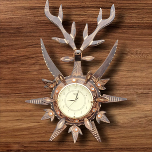 Reloj de Pared de Madera con Diseño de Ciervo Curvado a Mano, Reloj Decorativo de Cuarzo Analógico con Funcionamiento a Batería para Sala de Estar y Decoración del Hogar - Product Image 1