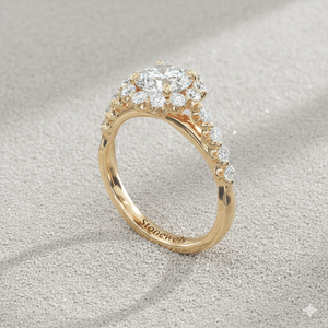 Bague de fiançailles en forme de halo de diamant festonné - Product Image 4