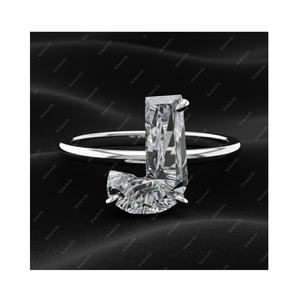 Anillo Solitario de Plata de Ley 925 con Letra J del Alfabeto, Diamante Cultivado en Laboratorio con Certificación GIA IGI, DEF VVS VS, Oro Fino, Regalo para Él - Product Image 1
