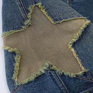 Shorts en jean patchwork taille haute pour homme, déchirés et usés, style décontracté d'été, en coton lavé - Product Image 6