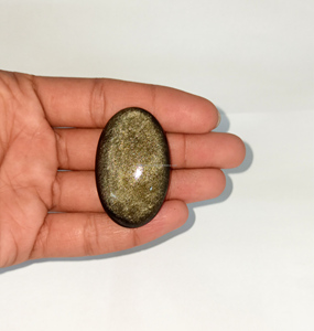 Cabochon en obsidienne dorée naturelle à taille ovale, pierre précieuse en vrac pour la fabrication de bijoux DIY en argent et laiton, vente en gros - Product Image 5