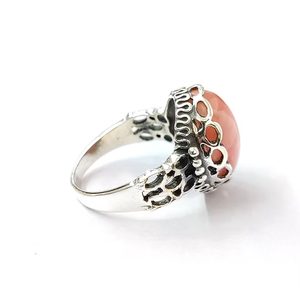 Bague fine en argent massif 925 de haute qualité avec rhodochrosite rose naturelle lisse pour femme, bijoux faits à la main - Product Image 3