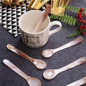 Ensemble de cuillères en coquille de nacre naturelle pour restaurants gastronomiques Couverts en coquille écologiques pour la présentation d'apéritif - Product Image 6