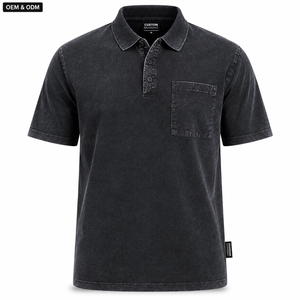 Camiseta Polo con Lavado Ácido Personalizada, OEM, ODM, Marca Privada, Camiseta Polo Vintage de Algodón con Bolsillo, Fabricante Mayorista - Product Image 1