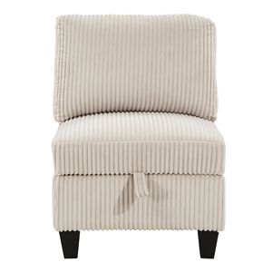 Moderno tessuto di velluto a coste Beige divano componibile componibile 5 pezzi in legno massello soggiorno divano portabagagli tasche laterali di ricarica - Product Image 6