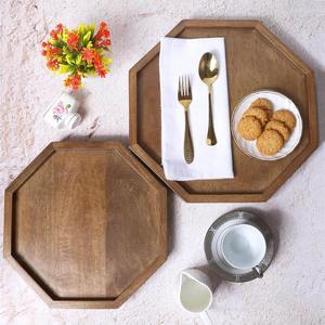 Juego de 2 bandejas de madera de mango hechas a mano, ecológicas, modernas y de lujo, para servir y decorar, para almacenamiento en la cocina y el baño - Product Image 2