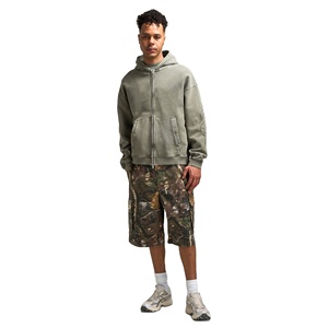 450gsm French Terry Vintage Distressed Acid Wash <b>Zip</b> <b>up</b> <b>Hoodies</b> Men Custom Streetwear <b>Black</b> Washed <b>Hoodies</b> Men's Blank Casual - Product Image 4