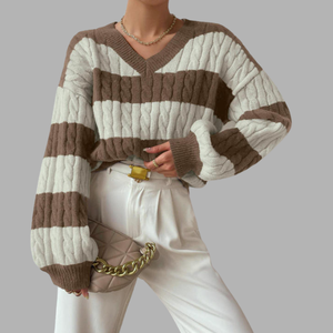 New arrival custom comfortable striped womens spring and autumn <b>sweater</b> suitable for daily office wear <b>pullover</b> <b>sweater</b> knit top - Product Image 4