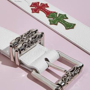 Cinturón Retro Multicolor de Cuero Vacuno Ecológico para Hombre y Mujer, Estilo Clásico Blanco y Negro Y2K, Hebilla de Aleación con Rodillo, Venta al Por Mayor Personalizada - Product Image 4
