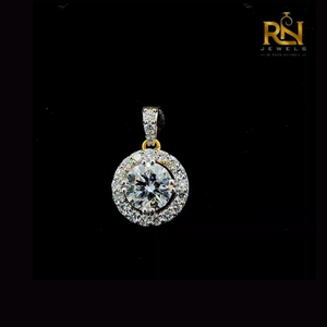 Colgante Imperial Halo Solitaire con Diamante Cultivado en Laboratorio, Cadena Redonda de Oro Sólido de 9K, 14K, 18K, Joyería Fina - Product Image 1