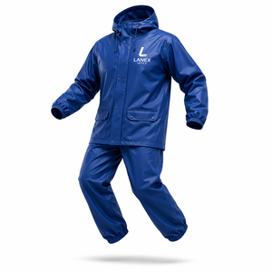 Custom PVC Waterproof Rain Suit with Hood Heavy Duty Rain <b>Jacket</b> and Pants Windproof Outdoor Work Fishing Motorcycle Rainwear - Product Image 1