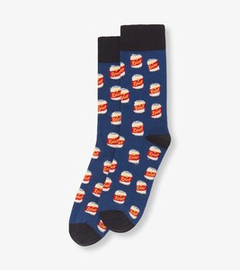 Chaussettes unisexes bleues imprimées en forme de canette de bière, en coton et élasthanne, tricotées, respirantes, pour un usage quotidien, style printemps - Product Image 3