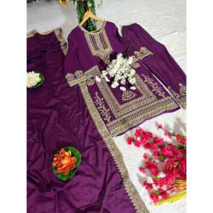 Conjunto Dupatta hermoso y parte inferior superior de ropa de fiesta para mujer de diseñador - Product Image 3