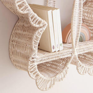 Étagère murale en rotin blanc festonné pour enfants, étagère flottante en osier papillon, organisateur de rangement mural pour chambre d'enfant - Product Image 2