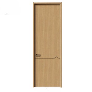 Porte intérieure moderne sur mesure en placage de teck et noyer brun, en MDF, pour chambre à coucher, avec quincaillerie complète, pour projets résidentiels - Product Image 1
