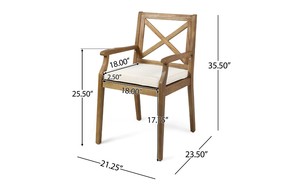 Juego de Comedor de Lujo para Exteriores en Madera de Teca Sólida, Mesa Rectangular con Listones y 6 Sillas con Respaldo Cruzado - Product Image 5