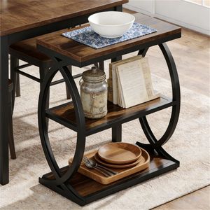 Tavolino Laterale con Funzione di Scaffale Portaoggetti, Tavolino da Caffè o Tè con Console Nascosta - Product Image 2