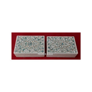 Boîte rectangulaire en marbre incrusté à prix raisonnable, nouveau design incrusté, couleur naturelle, pour la décoration de la maison et comme boîte à bijoux - Product Image 4