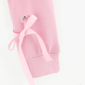 Sudadera Corta con Capucha Rosa para Mujer, con Mangas con Cordones, Logotipo Frontal, Manga Larga, Informal, Tejida, 100% Algodón, para Primavera - Product Image 6