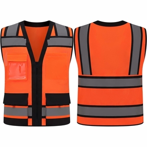 Chaleco de Seguridad Reflectante Naranja Transpirable Personalizado 2026 para Hombre, Cuello en V, Cierre de Cremallera, Ropa de Trabajo Informal para Primavera 2026 - Product Image 5