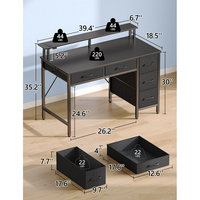 Bureau de travail rectangulaire autoportant en métal, hauteur réglable, avec tiroirs et étagère pour moniteur LED RGB, design moderne et élégant pour le gaming