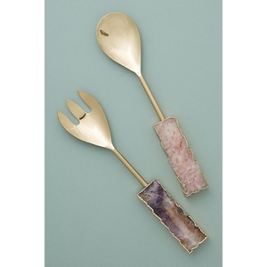 Ensemble de cuillères à salade élégantes en laiton et acier inoxydable, finition or et cuivre, design unique et décoratif, au prix le plus bas - Product Image 4