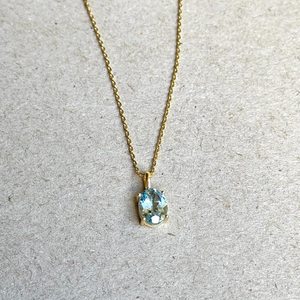 Colgante de topacio azul dorado, plata de ley 925, chapado en oro de 14 quilates, collar, piedra de nacimiento de diciembre, regalo de joyería para ella - Product Image 3