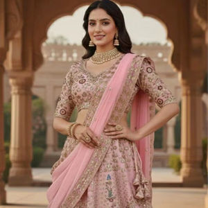 Tissu en soie géorgette synthétique doux de qualité supérieure 2026, broderie lourde, 4 mètres, design élégant et tendance, collection de cholis de SIE - Product Image 1