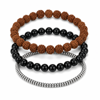 Ensemble de bracelets en citrine de 8 mm pour femmes, design empilable deux pièces avec chaîne dorée pour un style religieux superposé