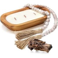 Vela de Cera de Soja Ecológica de 3 Mechas Tallada a Mano en Madera Sostenible, en Recipiente de Madera de Nogal Oscuro, Decoración Estética Rústica