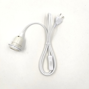 Cable de Alimentación Trenzado de Tela con <span class=keywords><strong>Enchufe</strong></span> Europeo, Interruptor de Botón 304, Cable con <span class=keywords><strong>Enchufe</strong></span> para Portalámparas <span class=keywords><strong>E27</strong></span> - Product Image 1