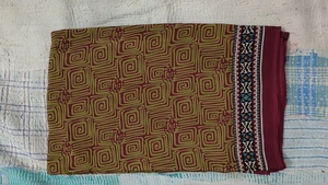 Handmade Ajrakh Print Modal Silk Saree Natural Vegetable <b>Dyes</b> Traditional Block Pattern Heavy Weight Silk Saree for Ladies - Product Image 3