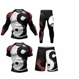 Ensemble de vêtements de combat MMA avec manches longues antibactériennes et leggings imprimés numériquement - Product Image 6