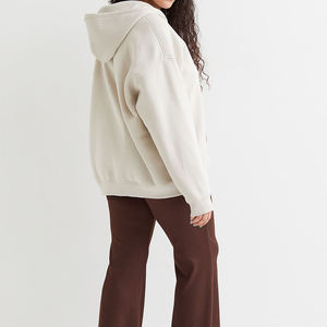 Sweat-shirt à capuche court décontracté uni pour femme King, anti-boulochage, hiver, poches brodées, manches longues, en polaire tricotée 240g - Product Image 3