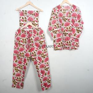 Conjunto de Pijama de Algodón 100% con Estampado Floral para Mujer, Manga Larga, Cuello en V, Cintura Elástica, Ropa de Dormir Informal, Suave y Transpirable, ART&ART Primavera - Product Image 4