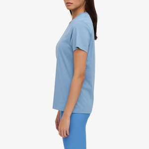 Camiseta de manga corta azul claro para mujer, cuello redondo, corte regular, top informal para primavera y verano - Product Image 4