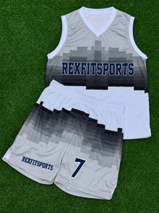 Uniforme de match de basket-ball personnalisé Rexfit Team Next |   Ensemble de sport unisexe respirant imprimé par sublimation |   Shorts en jersey sans manches - Product Image 3