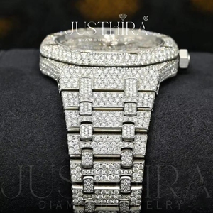 Unique Design Fashion Moissanite Diamond <b>Watch</b> for Couples Matching Luxury Wristwatch <b>Set</b> with Shiny Stones Available For Sale - Product Image 2
