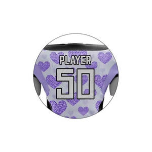 Ensemble d'uniformes de football américain personnalisés avec imprimé Cœur Violet, maillot et pantalon sublimés pour équipe, OEM, vente en gros, Lavande - Product Image 5