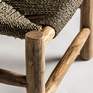 Modern <b>Rustic</b> Outdoor Lounge <b>Chair</b> Solid Teak Handwoven Natural Fiber Rope Seat and Back Weatherproof Patio Resort Furniture - Product Image 6