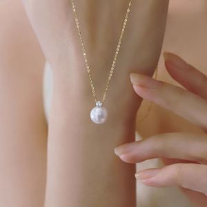 Collier en perles d'eau douce naturelles Akoya Daifei, pendentif parfaitement rond, extrêmement résistant, sans défaut, comparable au niveau de la déesse - Colliers fins - Product Image 2