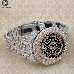 Charm Jewells Luxury Men's Stainless Steel Round <b>Chronograph</b> Watch Analog Quartz Movement Sapphire Crystal Diamond Bezel 42mm - Product Image 4