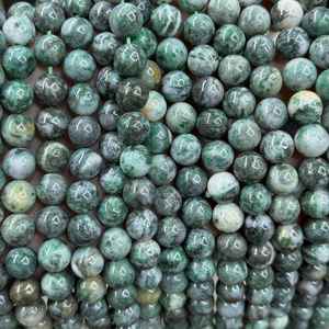 ลูกปัดไพไรต์สีเขียวธรรมชาติทรงกลม ลูกปัดพลอยสำหรับทำเครื่องประดับ DIY งานฝีมือ - Product Image 1