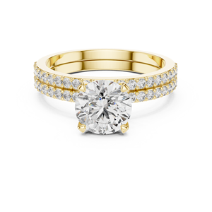 Anillo de compromiso de oro amarillo de 18 quilates con diamante solitario redondo Eterna y engaste de puntas - Product Image 4