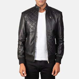 Men's Custom Made Blue & Black Genuine Leather Bomber <b>Jacket</b> Breathable Sherpa Lined Streetwear <b>Pilot</b> Flying Style - Product Image 2